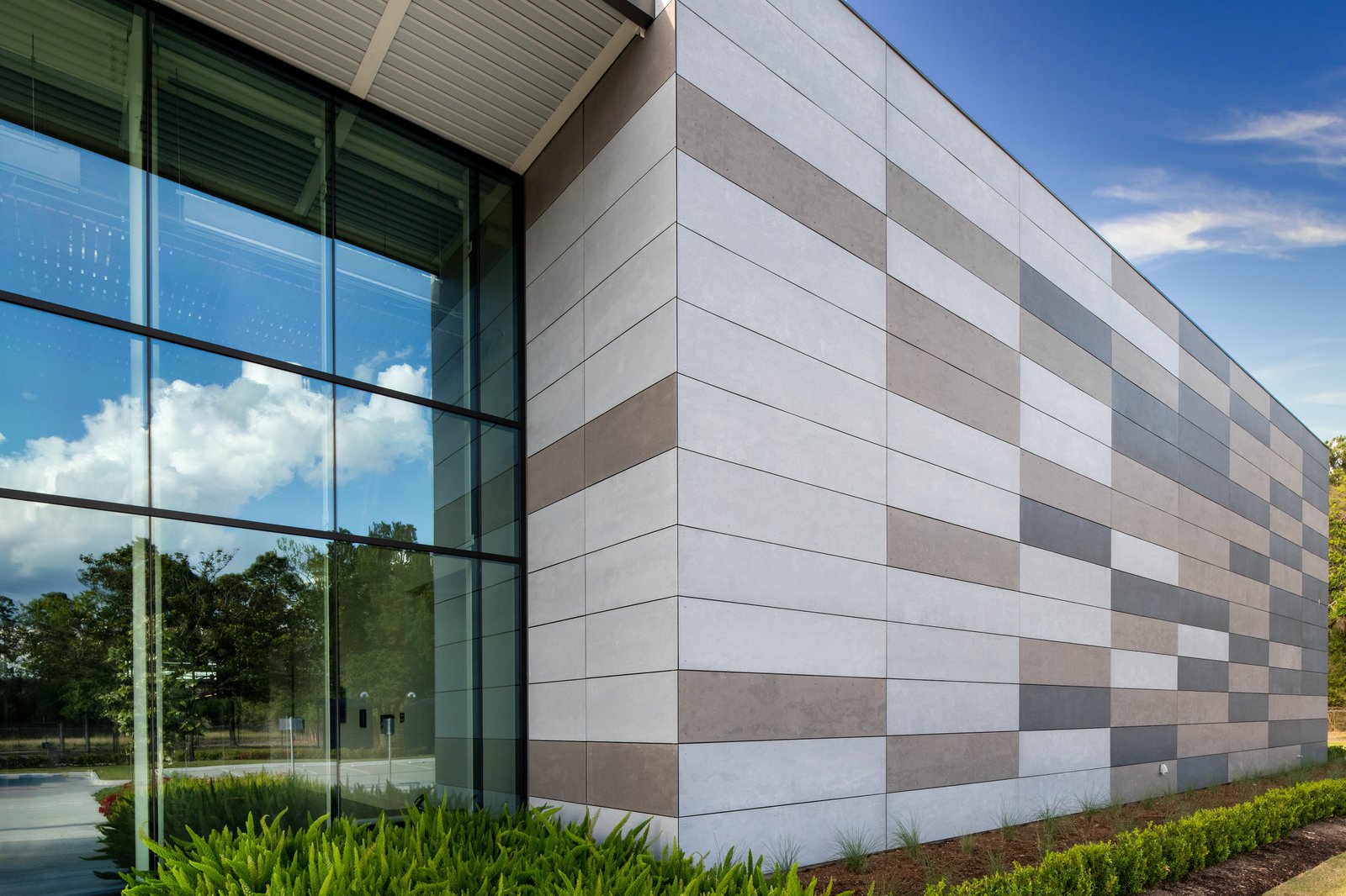 Fiber cement on the side of a building.